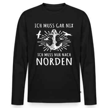 Norden Spruch - Männer Premium Bio Langarmshirt - Schwarz - Vorne - Nico (187cm)
