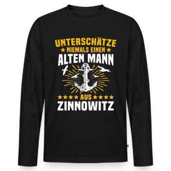 Zinnowitz Unterschätze Zinnowitzer Mann - Männer Premium Bio Langarmshirt - Schwarz - Vorne - Nico (187cm)
