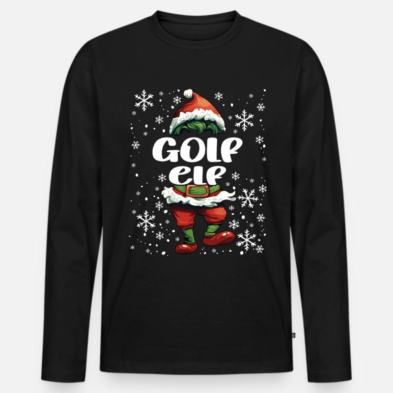 Weihnachtsoutfit Golf Elf - Männer Premium Bio Langarmshirt - Schwarz