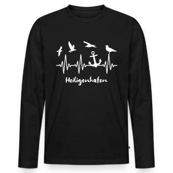 Heiligenhafen EKG Heiligenhafener - Männer Premium Bio Langarmshirt - Schwarz - Vorne - Nico (187cm)