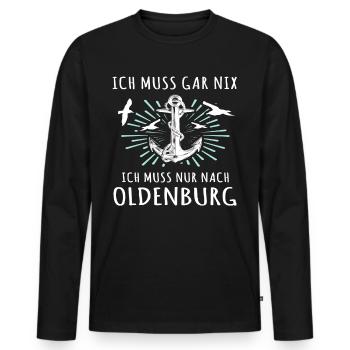 Oldenburg Sprüche - Männer Premium Bio Langarmshirt - Schwarz - Vorne - Nico (187cm)