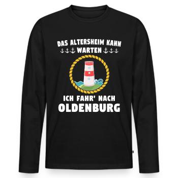 Oldenburg Sprüche - Männer Premium Bio Langarmshirt - Schwarz - Vorne - Nico (187cm)