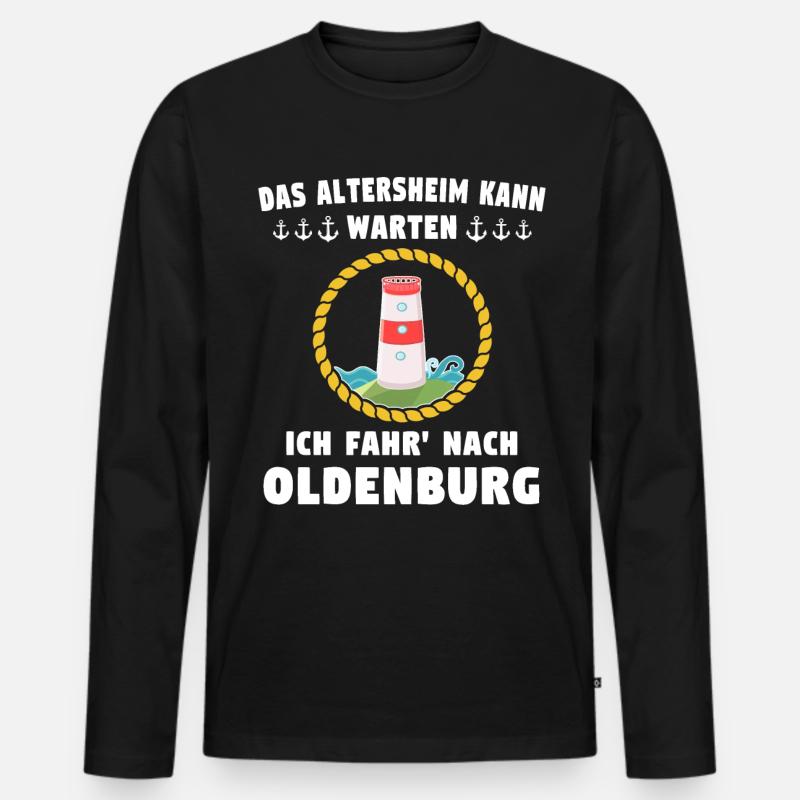 Oldenburg Sprüche - Männer Premium Bio Langarmshirt - Schwarz