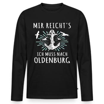 Oldenburg Sprüche - Männer Premium Bio Langarmshirt - Schwarz - Vorne - Nico (187cm)
