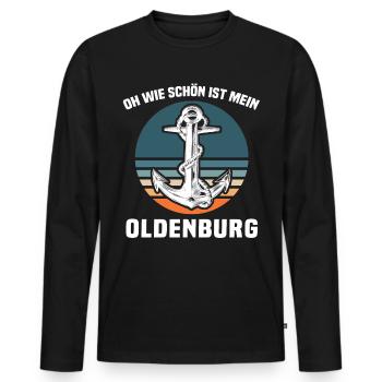 Oldenburg Sprüche Oldenburger - Männer Premium Bio Langarmshirt - Schwarz - Vorne - Nico (187cm)