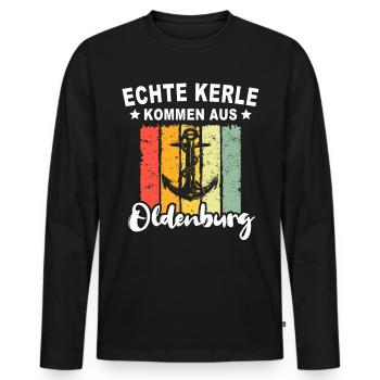 Oldenburg Sprüche Oldenburger - Männer Premium Bio Langarmshirt - Schwarz - Vorne - Nico (187cm)