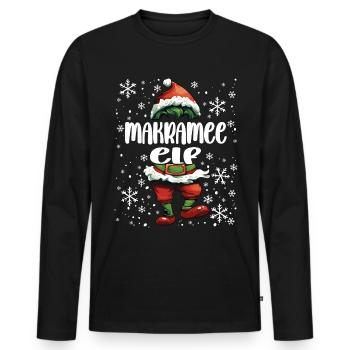 Weihnachtsoutfit Makramee Elf - Männer Premium Bio Langarmshirt - Schwarz - Vorne - Nico (187cm)