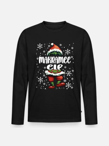Weihnachtsoutfit Makramee Elf - Männer Premium Bio Langarmshirt - Schwarz