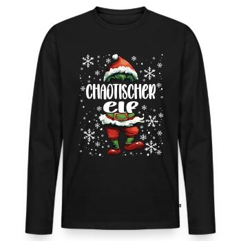 Weihnachtsoutfit Chaotischer Elf - Männer Premium Bio Langarmshirt - Schwarz - Vorne - Nico (187cm)
