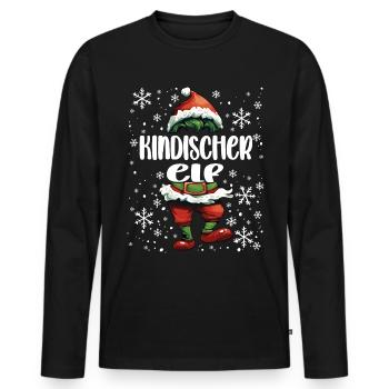 Weihnachtsoutfit Kindischer Elf - Männer Premium Bio Langarmshirt - Schwarz - Vorne - Nico (187cm)