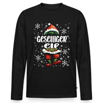 Weihnachtsoutfit Geselliger Elf - Männer Premium Bio Langarmshirt - Schwarz - Vorne - Nico (187cm)