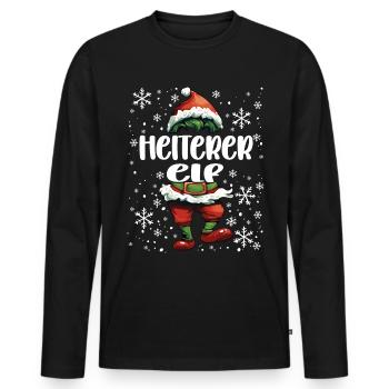 Weihnachtsoutfit Heiterer Elf - Männer Premium Bio Langarmshirt - Schwarz - Vorne - Nico (187cm)