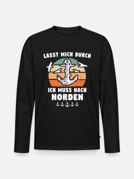 Norden Sprüche - Männer Premium Bio Langarmshirt - Schwarz
