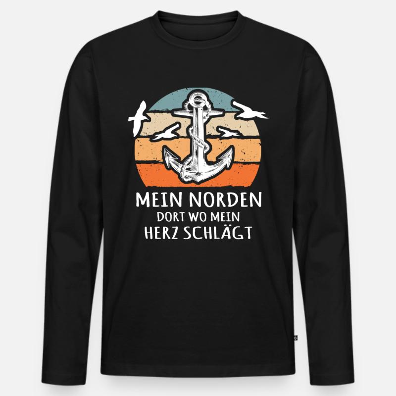 Norden Sprüche - Männer Premium Bio Langarmshirt - Schwarz