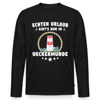 Ueckermünde Urlaub Souvenir - Männer Premium Bio Langarmshirt - Schwarz - Vorne - Nico (187cm)