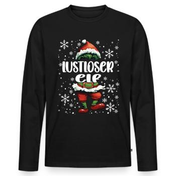 Weihnachtsoutfit Lustloser Elf - Männer Premium Bio Langarmshirt - Schwarz - Vorne - Nico (187cm)