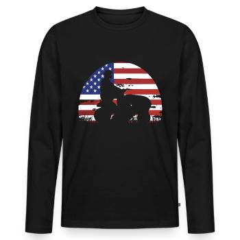 Tondeuse de course drôle Drapeau américain - T-shirt manches longues Premium bio Homme - noir - Devant - Nico (187cm)