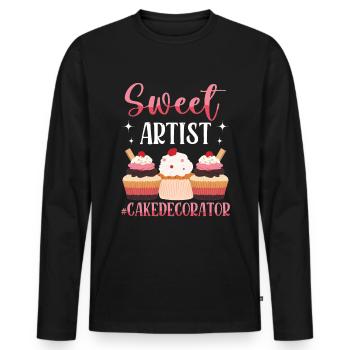 Cupcake Artist Baking - Men's Premium Organic Long Sleeve Shirt - black - Front - Nico (187cm)