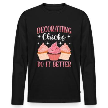 Cupcake Artist Baking - Men's Premium Organic Long Sleeve Shirt - black - Front - Nico (187cm)