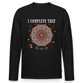 Cross-titching je complète ceci - T-shirt manches longues Premium bio Homme - noir - Devant - Nico (187cm)