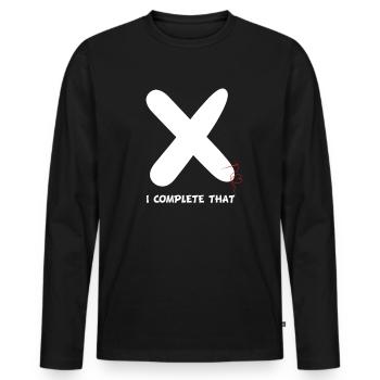 Cross-titching je complète ceci - T-shirt manches longues Premium bio Homme - noir - Devant - Nico (187cm)