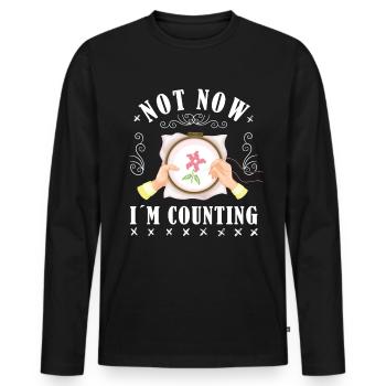 Ne faites pas de point de croix maintenant je compte le point de croix - T-shirt manches longues Premium bio Homme - noir - Devant - Nico (187cm)
