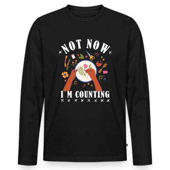 Ne faites pas de point de croix maintenant je compte le point de croix - T-shirt manches longues Premium bio Homme - noir - Devant - Nico (187cm)