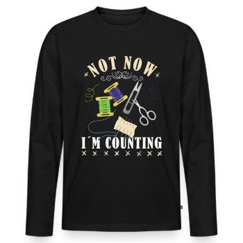 Ne faites pas de point de croix maintenant je compte le point de croix - T-shirt manches longues Premium bio Homme - noir - Devant - Nico (187cm)