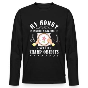 Cross -Nähen Mein Hobby Beinhaltet Das Stich - Männer Premium Bio Langarmshirt - Schwarz - Vorne - Nico (187cm)