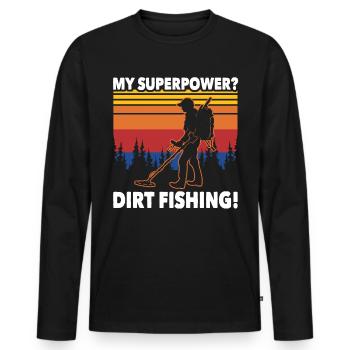 Dirt Fishing Metal Detector Probes - Men's Premium Organic Long Sleeve Shirt - black - Front - Nico (187cm)