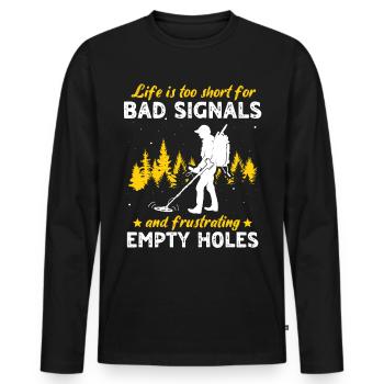 Pêche à la terre - T-shirt manches longues Premium bio Homme - noir - Devant - Nico (187cm)