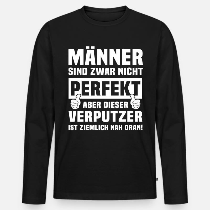 Verputzer - Männer Premium Bio Langarmshirt - Schwarz