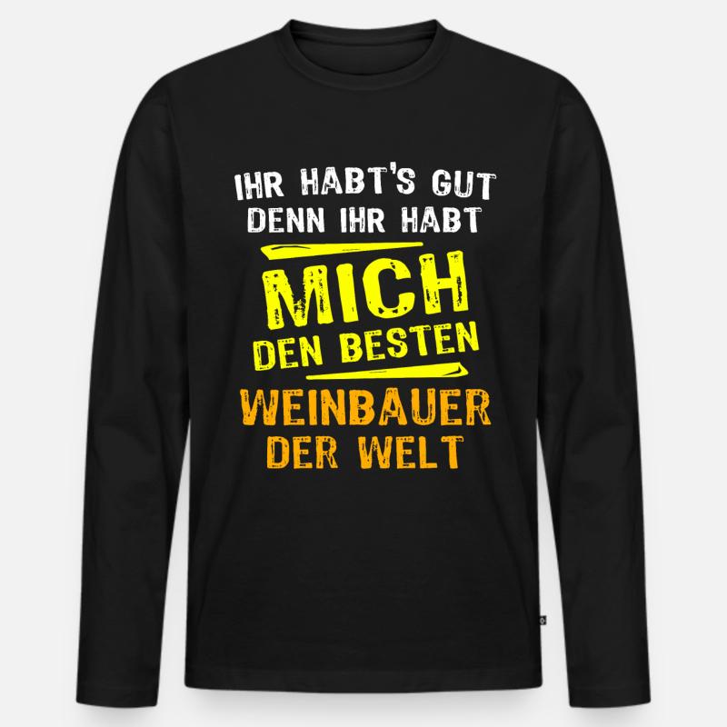 Weinbauer Geschenk - Männer Premium Bio Langarmshirt - Schwarz