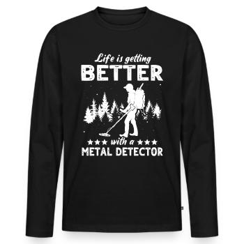 Pêche à la terre - T-shirt manches longues Premium bio Homme - noir - Devant - Nico (187cm)