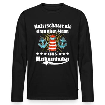 Heiligenhafen Mann Heiligenhafener Männer - Männer Premium Bio Langarmshirt - Schwarz - Vorne - Nico (187cm)