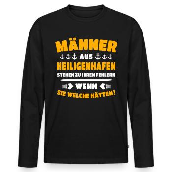 Heiligenhafen Mann Heiligenhafener Männer - Männer Premium Bio Langarmshirt - Schwarz - Vorne - Nico (187cm)