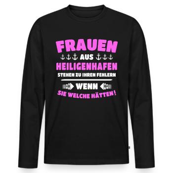 Heiligenhafen Frau Heiligenhafener Frauen - Männer Premium Bio Langarmshirt - Schwarz - Vorne - Nico (187cm)
