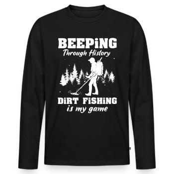 Dirt Fishing Metal Detector Probes - Men's Premium Organic Long Sleeve Shirt - black - Front - Nico (187cm)