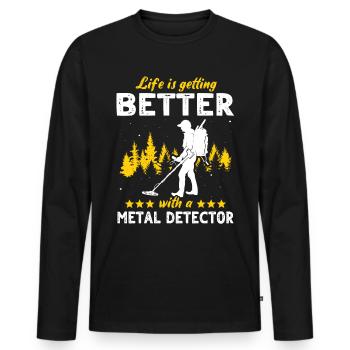 Détecteur de métaux - T-shirt manches longues Premium bio Homme - noir - Devant - Nico (187cm)