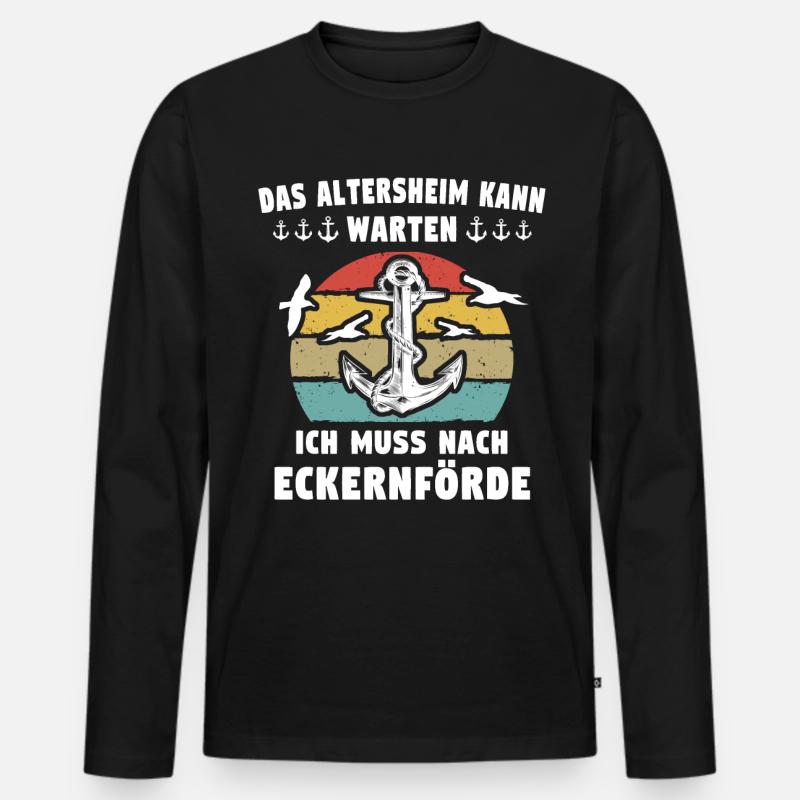 Eckernförde Sprüche - Männer Premium Bio Langarmshirt - Schwarz