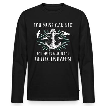 Heiligenhafen Sprüche Heiligenhafener Spruch - Männer Premium Bio Langarmshirt - Schwarz - Vorne - Nico (187cm)
