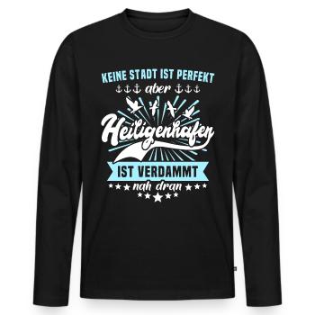 Heiligenhafen Sprüche - Männer Premium Bio Langarmshirt - Schwarz - Vorne - Nico (187cm)