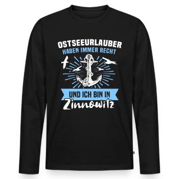 Zinnowitz Ferien - Männer Premium Bio Langarmshirt - Schwarz - Vorne - Nico (187cm)