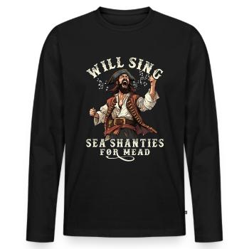 Song Sea Shanty Design Für Lieben Singen Boots - Männer Premium Bio Langarmshirt - Schwarz - Vorne - Nico (187cm)