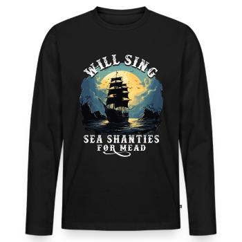 Song Sea Shanty Design Pour Amour Chantant Bottes - T-shirt manches longues Premium bio Homme - noir - Devant - Nico (187cm)