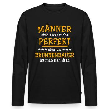 Brunnenbauer Sprüche - Männer Premium Bio Langarmshirt - Schwarz - Vorne - Nico (187cm)
