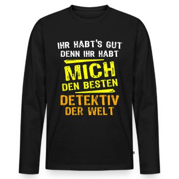 Detektiv Geschenk - Männer Premium Bio Langarmshirt - Schwarz - Vorne - Nico (187cm)