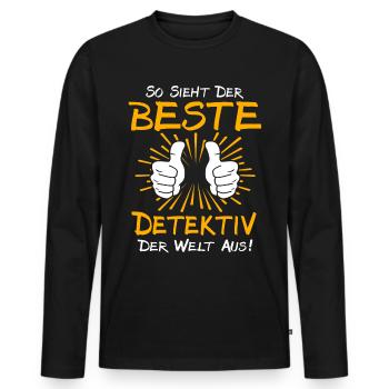 Detektiv Geschenkidee - Männer Premium Bio Langarmshirt - Schwarz - Vorne - Nico (187cm)