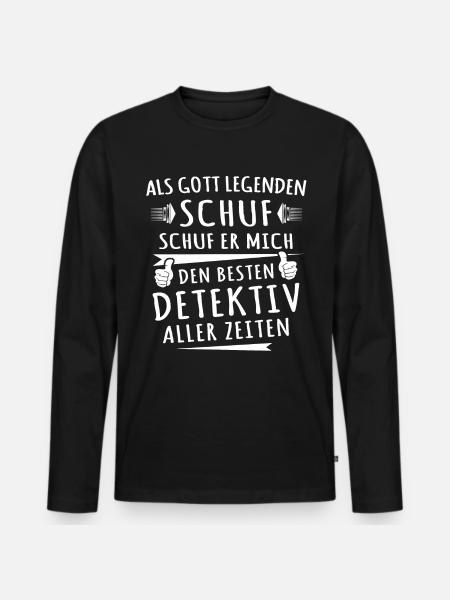 Detektiv - Männer Premium Bio Langarmshirt - Schwarz