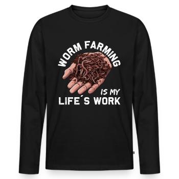 Earthworm -Handworm -Farmer -Worm - Men's Premium Organic Long Sleeve Shirt - black - Front - Nico (187cm)